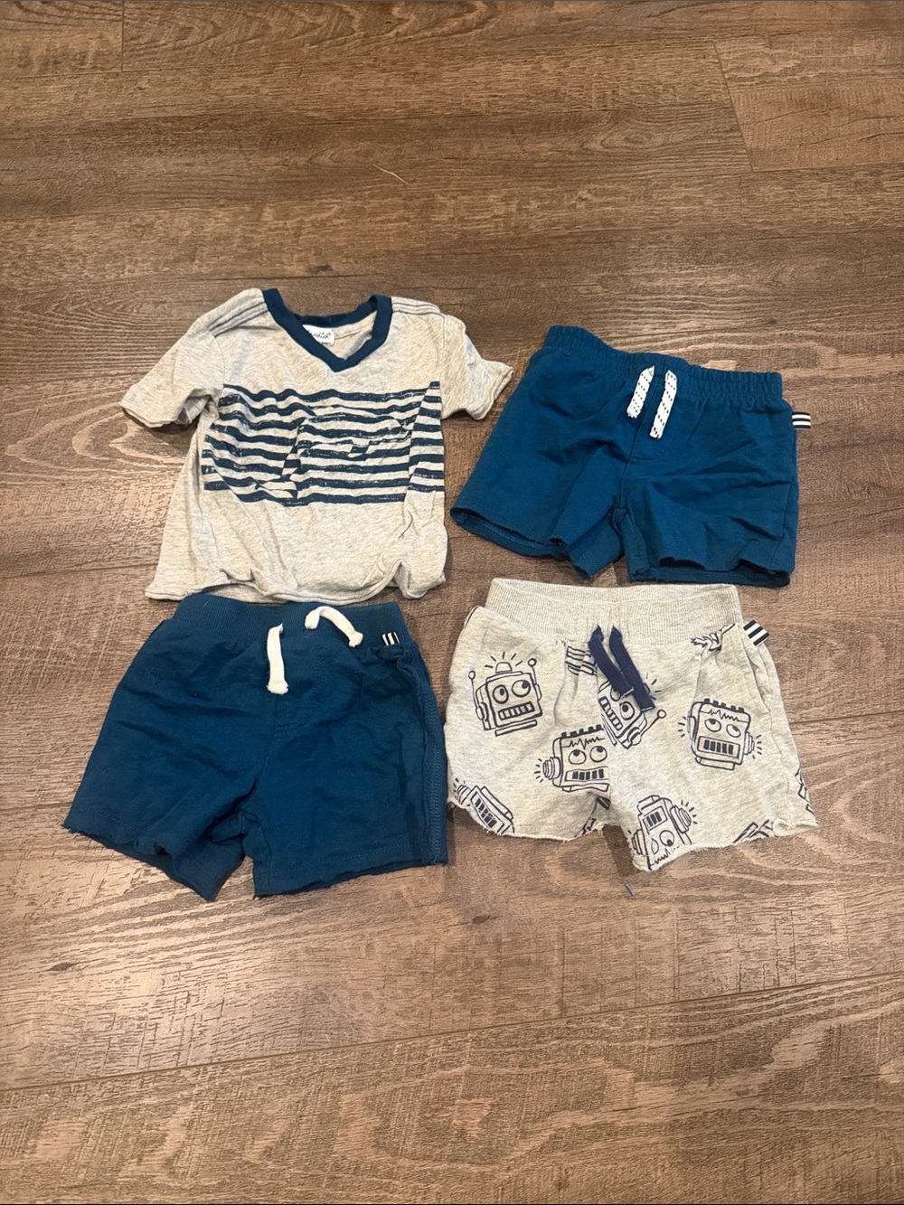 Splendid Navy and Heather Gray Striped Toddler shorts and tee set